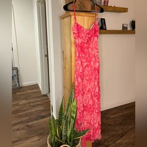 Floral pink dress from Hello Molly worn once! Stunning open back with strap.